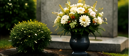 Fresh flowers placed beside a memorial