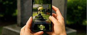 A phone photographing a completed memorial-care visit